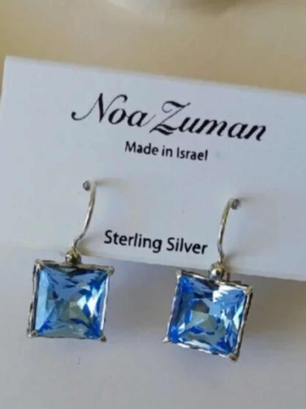 Zuman Sterling Silver Blue Crystal Hook Drop Earrings
